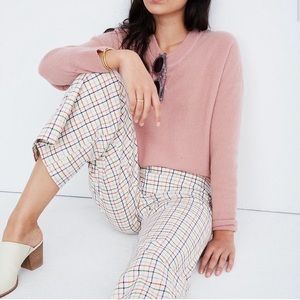 Madewell Emmett Wide-Leg Crop Pants in Rainbow Windowpane Design Retro High Rise